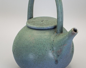 Handmade Stoneware Teapot – Matte Green – One of a Kind