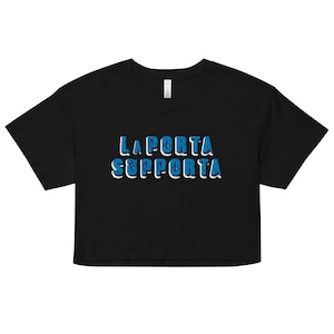 Sam LaPorta Women&#39;s Crop Top, LaPorta Supporta Crop, Detroit Football Crop Top, Women&#39;s Lions Top