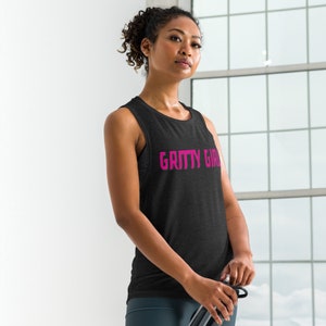 Ladies’ Gritty Girl Muscle Tank, Detroit Football Tank Top, Lions Football Tank, All Grit Tank Top