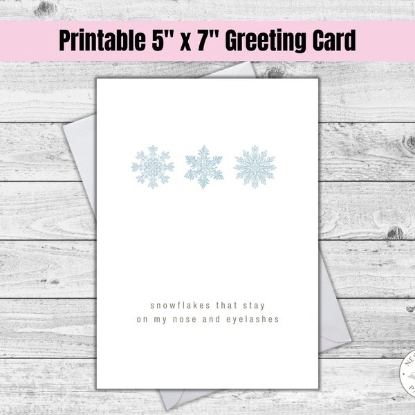 The Sound of Music, Printable Blue Snowflake Cards, A Few of My Favorite Things, Merry Christmas Cards, 5x7 Holiday Greetings, Pretty Cards