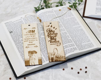 Set of 2 Engraved Christian Bible Verse Wooden Bookmarks With Real Baltic Amber | King James Version, A Great Gift