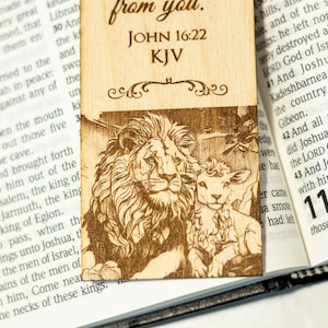 Set of 2 Engraved Christian Bible Verse Wooden Bookmarks With Real Baltic Amber Pendant King James Version, A Great Gift image 6