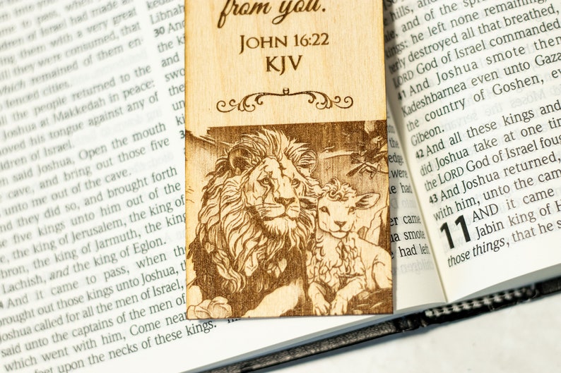 Set of 2 Engraved Christian Bible Verse Wooden Bookmarks With Real Baltic Amber Pendant King James Version, A Great Gift image 6