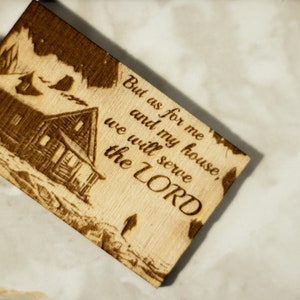Laser Engraved Christian Keychain With KJV Bible Scripture Joshua 24:15 ..but as for me and my house, we will serve the Lord image 9