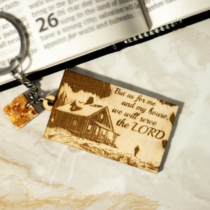 Laser Engraved Christian Keychain With KJV Bible Scripture Joshua 24:15 ..but as for me and my house, we will serve the Lord image 4