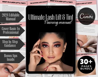 Lash Lift & Tint Editable Manual Canva Course Ebook Tutorial Step by ...