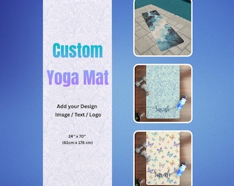 Custom Personalized Yoga Mat, Natural Rubber 24"x70" Mat with Microfiber Suede Top, Anti-Slip Exercise Mat, Unique Printed Design, Best Gift
