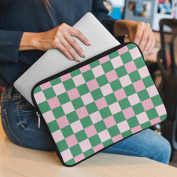 Funky Checkered Laptop Sleeve | Case for 12", 13", 15" MacBook | Lightweight Bag For Ipad, Tablet, Laptop | Protection for Work & Travel