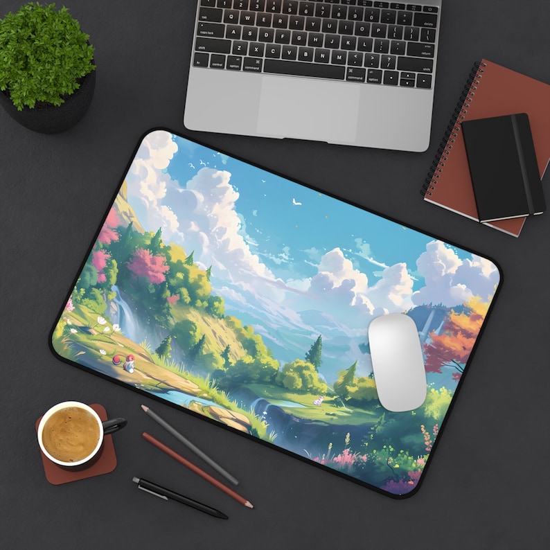 Lofi Anime Desk Mat: Aesthetic Cozy Gamer, Unique Cottagecore Kawaii ...