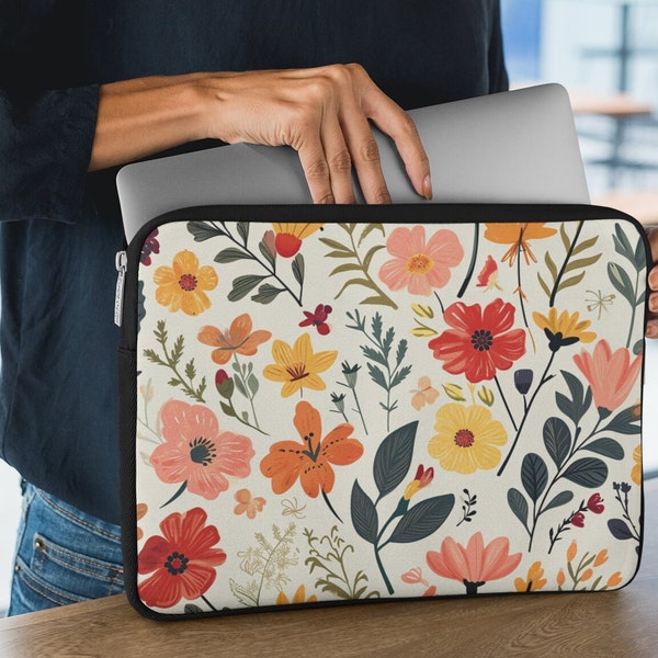 Floral colorful Laptop Sleeve | Case for 12", 13", 15" MacBook | Lightweight Bag For Ipad, Tablet, Laptop | Protection for Work & Travel