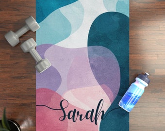 Personalized Yoga Mat: Abstract Colorful Design, Natural Rubber Fitness Mat, Custom Gift for Her, Anti-Slip Exercise Mat, Meditation Mat