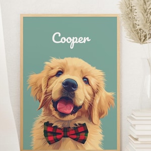 Cute Custom Pet Portrait, Digital Pet Memorial Art, Unique Personalized Dog & Cat Gift, Modern Wall Art from Your Pet's Photo, Cartoon Style