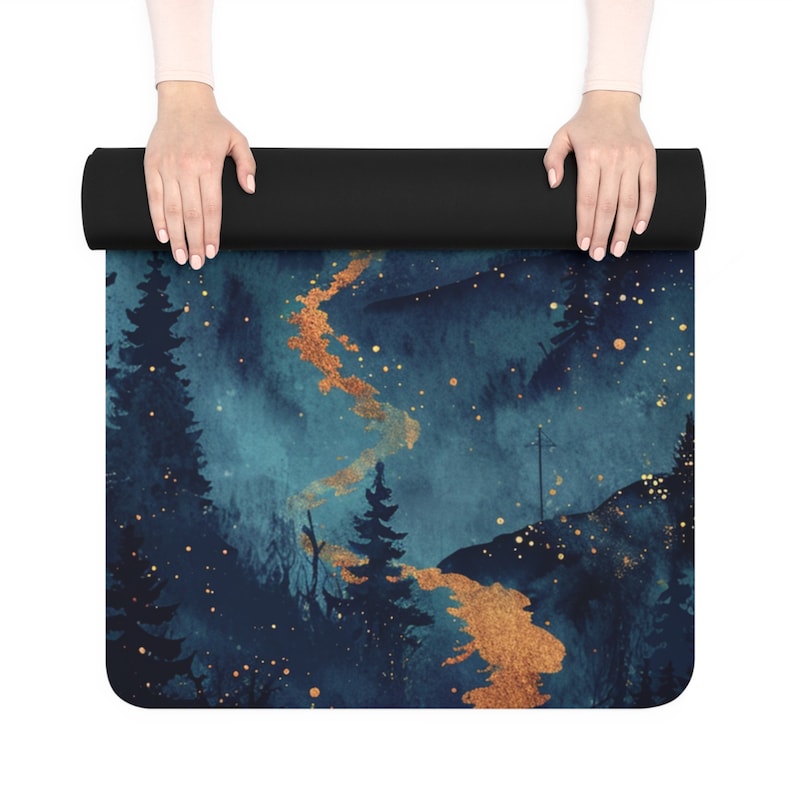 Full Moon Yoga Mat, Lightweight Pilates Mat, Gift for Her Him, Natural Anti-Slip Rubber Exercise Mat, Meditation Mat, Yoga Accessories image 10