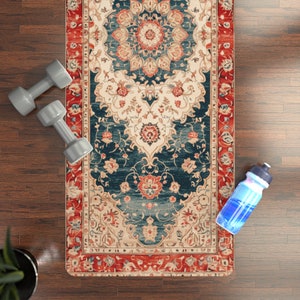 Yoga Mat: Retro Persian Rug Design, Vintage Look, Natural Rubber Fitness Mat, Cute Meditation Anti-Slip Exercise Mat, Workout Mats Gift image 8