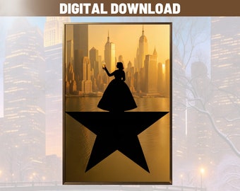 Cartel musical de Hamilton Arte digital Arte de Broadway. Decoración de pared perfecta para entusiastas del teatro, fanáticos de la música y coleccionistas de arte.