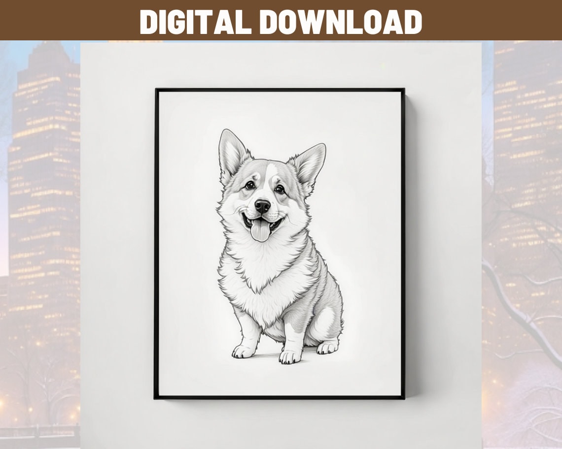 Minimalistic Dog Drawing Wall Art Decor Simple Dog Decor for Dog Owners