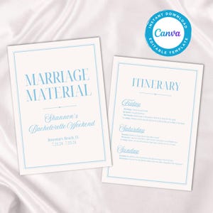 Marriage Matetial Bachelorette Itinerary, Marriage Material, Bachelorette, Bachelorette Itinerary, Bachelorette Template