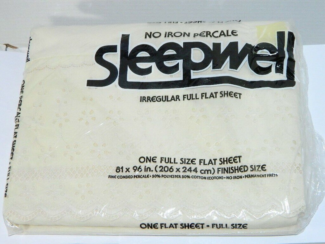 Sleepwell White Lace Cutouts Full Flat Bed Sheets Scalloped Edge