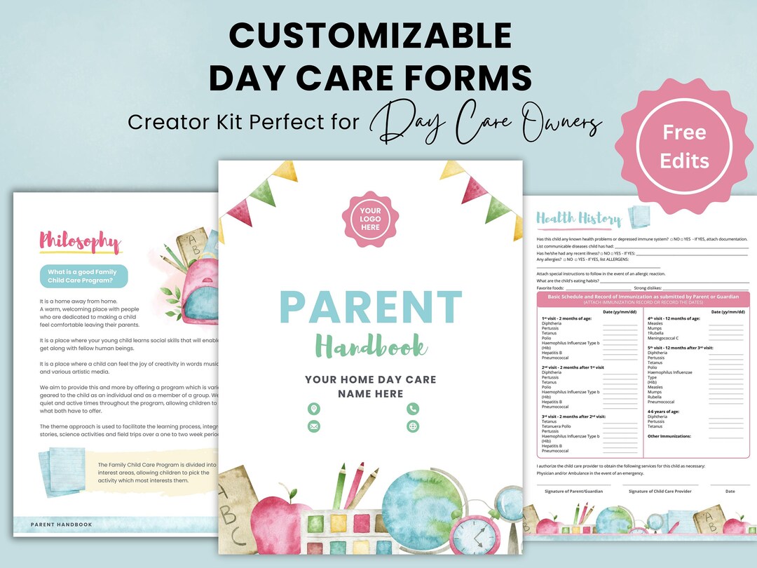 Editable Daycare Forms, Childcare Forms, Daycare Contract, Home Daycare Forms, Daycare Policies