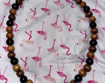 Unisex wooden beaded necklace