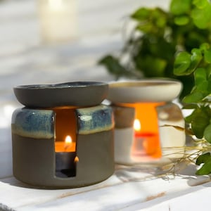 Ceramic Oil Burner, Decorative Essential Oil Diffuser, Soy Wax Warmer, Pottery Aromatherapy Oil Warmer Lamp,  Relaxing Home Decor Gift