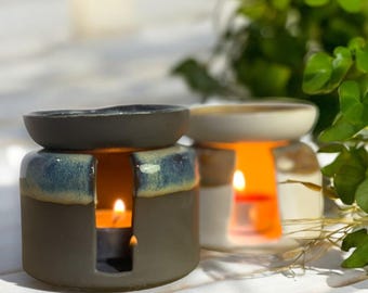 Ceramic Oil Burner, Decorative Essential Oil Diffuser, Soy Wax Warmer, Pottery Aromatherapy Oil Warmer Lamp,  Relaxing Home Decor Gift