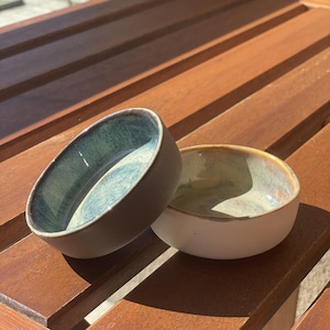 Mini Handmade Ceramic Bowls: Blue Earth Tone Sauce Bowls