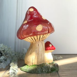 Large Red Mushroom Statue for Garden - Big Toadstool Sculpture - Outdoor Garden Art Decoration - Handmade Gift for Mushroom Lovers