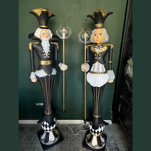Life Size Nutcracker Floor Lamp, 5.57 ft Tall Ceramic Nutcracker Statue, Large Outdoor Christmas Decor, Custom Designed Nutcracker Statue