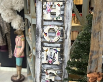 Rustic Floral Wooden Home Sign - Large Vertical Wall Hanging - Farmhouse Style Home Decor for Living Room, Kitchen or Outdoor Area