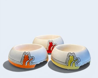 Personalized Ceramic Cat Food and Water Bowl - Custom Pet Name Kitty Bowl - Unique New Cat Owner Gift