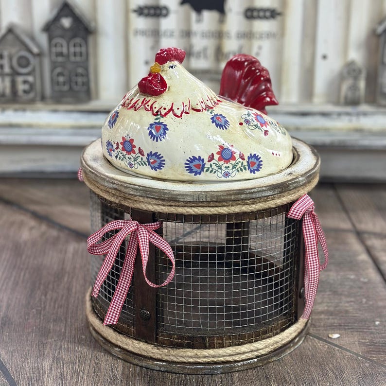 Scandinavian Decor Chicken Egg Basket, Rustic Wooden Fresh Egg Storage ...