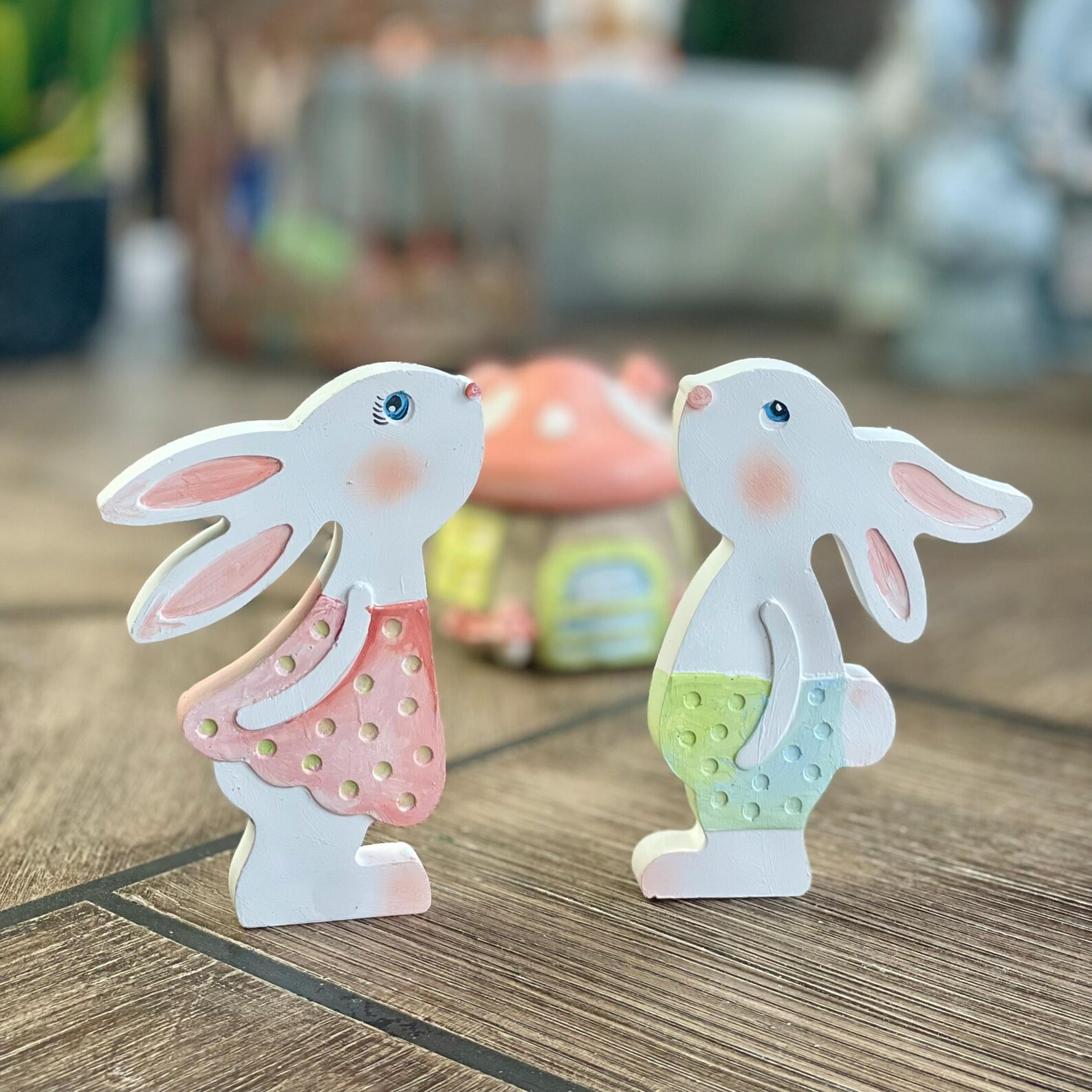 Range Rabbit Ornament Ceramic Rabbit Ornament Set - Cute Bunny Figurines for Easter Layered ...