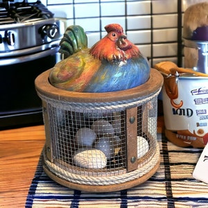 Free-range Chicken Eggs in a Basket on a Brown Wooden Table Stock Photo