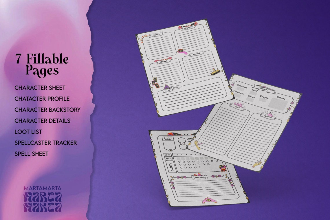 Dnd 5e Character Sheet Witch Occult Theme A4 PDF Digital Download ...