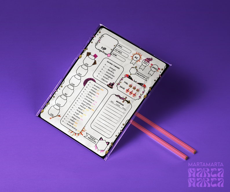 Dnd 5e Character Sheet Witch Occult Theme A4 PDF Digital Download ...