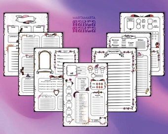 DnD 5e Character Sheet | Witch Occult Theme | A4 | PDF | Digital Download | Printable