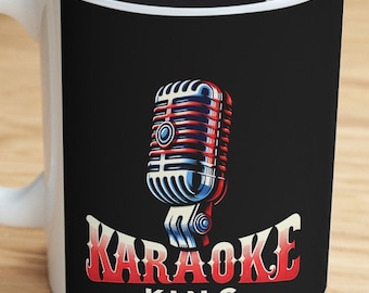 Karaoke King Mic Mug - Fun Gift for Music Enthusiasts, Music Lovers, Singer Coffee Cup