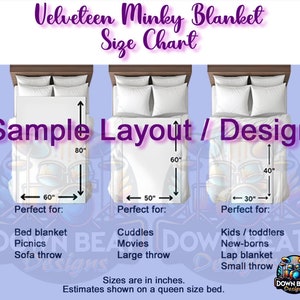 Velveteen Blanket Mockup Size Chart PNG - Printify Compatible, Instant Digital Download for Etsy & Shopify Sellers