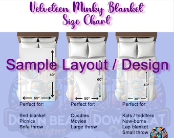 Velveteen Blanket Mockup Size Chart – Printify Compatible (PNG Digital Download)