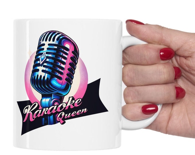 Karaoke Coffee Mug, Stylish Karaoke Singer Gift, Music Lover, Karaoke Singing Funny Mug, Karaoke Night, Karaoke Party, Karaoke Lover Mic Mug