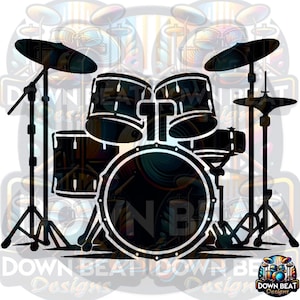 Drum Set Silhouette PNG-High-Res Digital Download for Invitations, Crafts, T-Shirts, Decals, Stickers