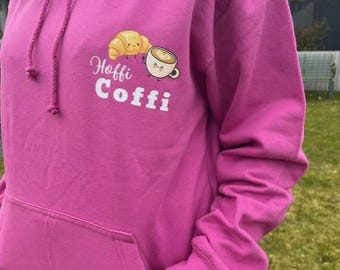 welsh 'hoffi coffi' cute slogan hoodie for adults 'i like coffee' jumper for adults