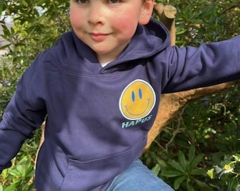 Children Hapus welsh smiley face logo hoodie. Hoodie gwyneb hapus i blant.
