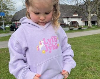 welsh lyfli jybli lilac colour girls hoodie