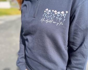 welsh 'un dydd ar y tro' navy quarter zip jumper one day at a time 1/4 zip jumper