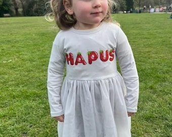 welsh 'hapus' girls long sleeve welsh dress in colour 'frozen grey'