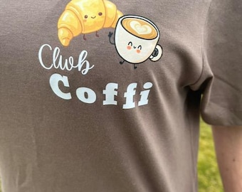 welsh cute 'coffi' tshirt in colour mocha for adults , different slogan available