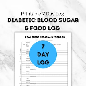 Bloedsuikerlogboek, diabetisch voedsellogboek Afdrukbare pdf voor diabetesdagboek voor type I diabetes, type 2 diabetisch voedingsdagboek, wekelijks logboek verzorger