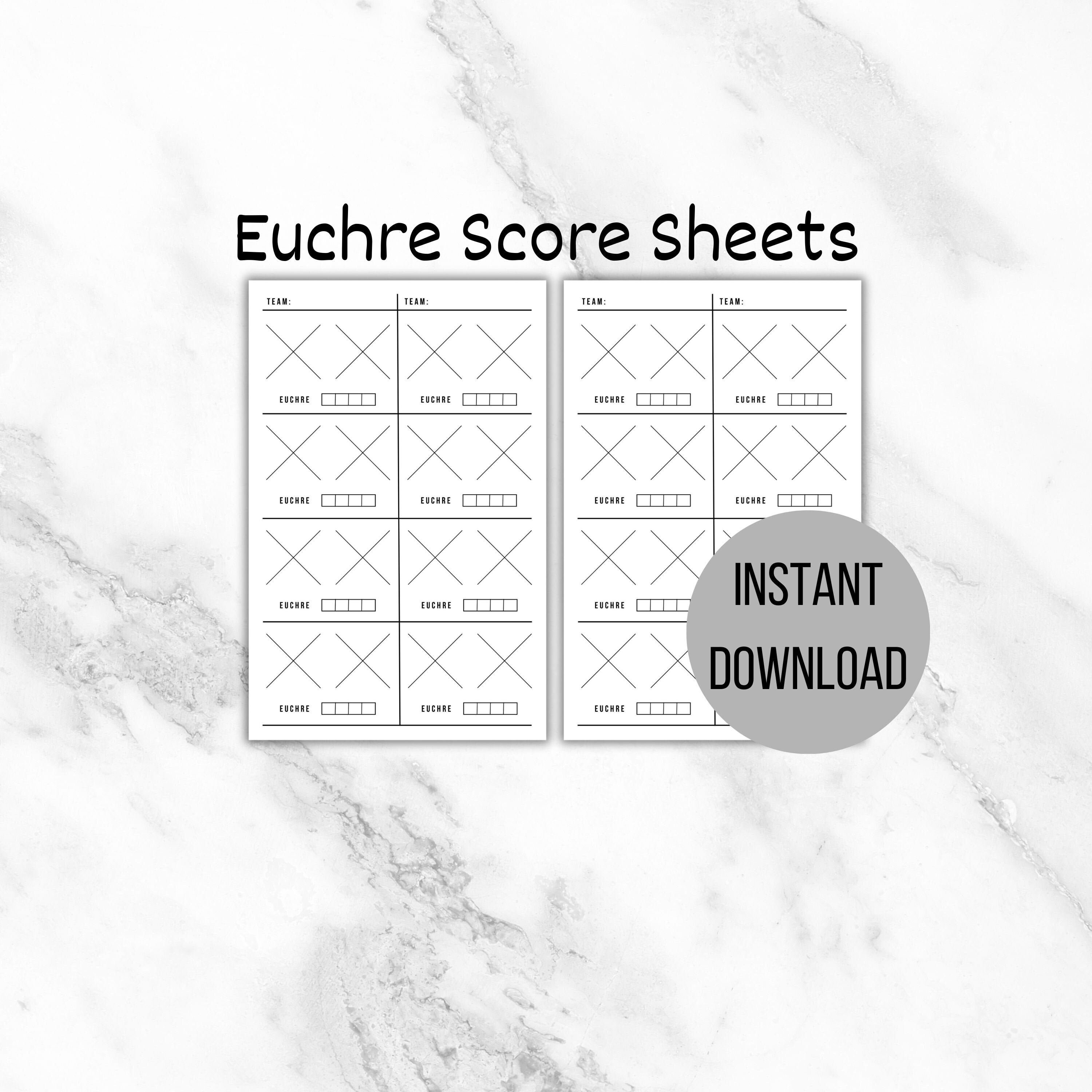 Euchre Score Sheets for Euchre Game Night, Individual Game Score Sheets ...